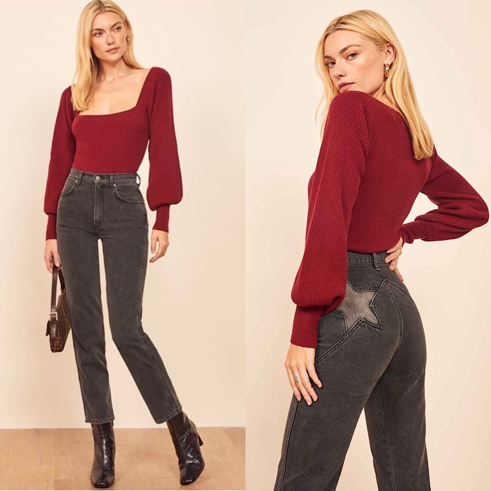 REFORMATION Recycled Organic Cotton‎ Denim High Rise Straight Leg Star Jeans 29